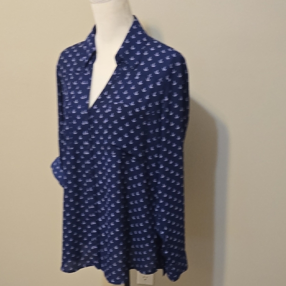Express Navy Anchor Print Button Down Shirt - Picture 5 of 5